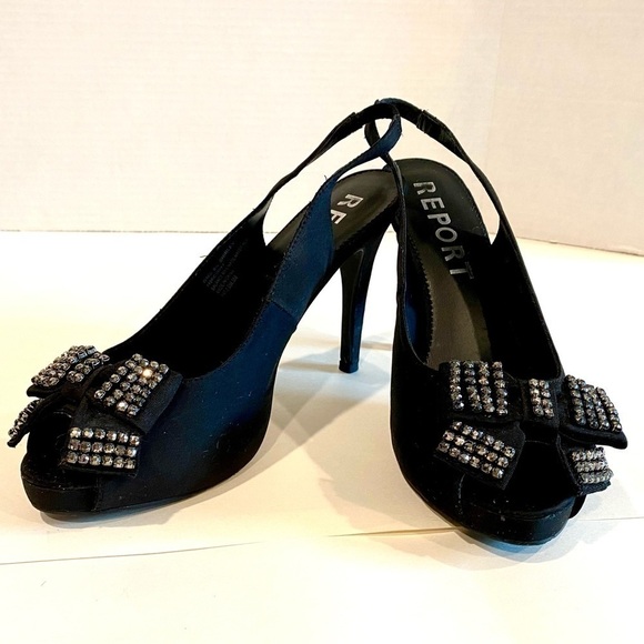 🌸Report - Black Sling Back Platform Dress Shoes Size 8.5 - Picture 4 of 10